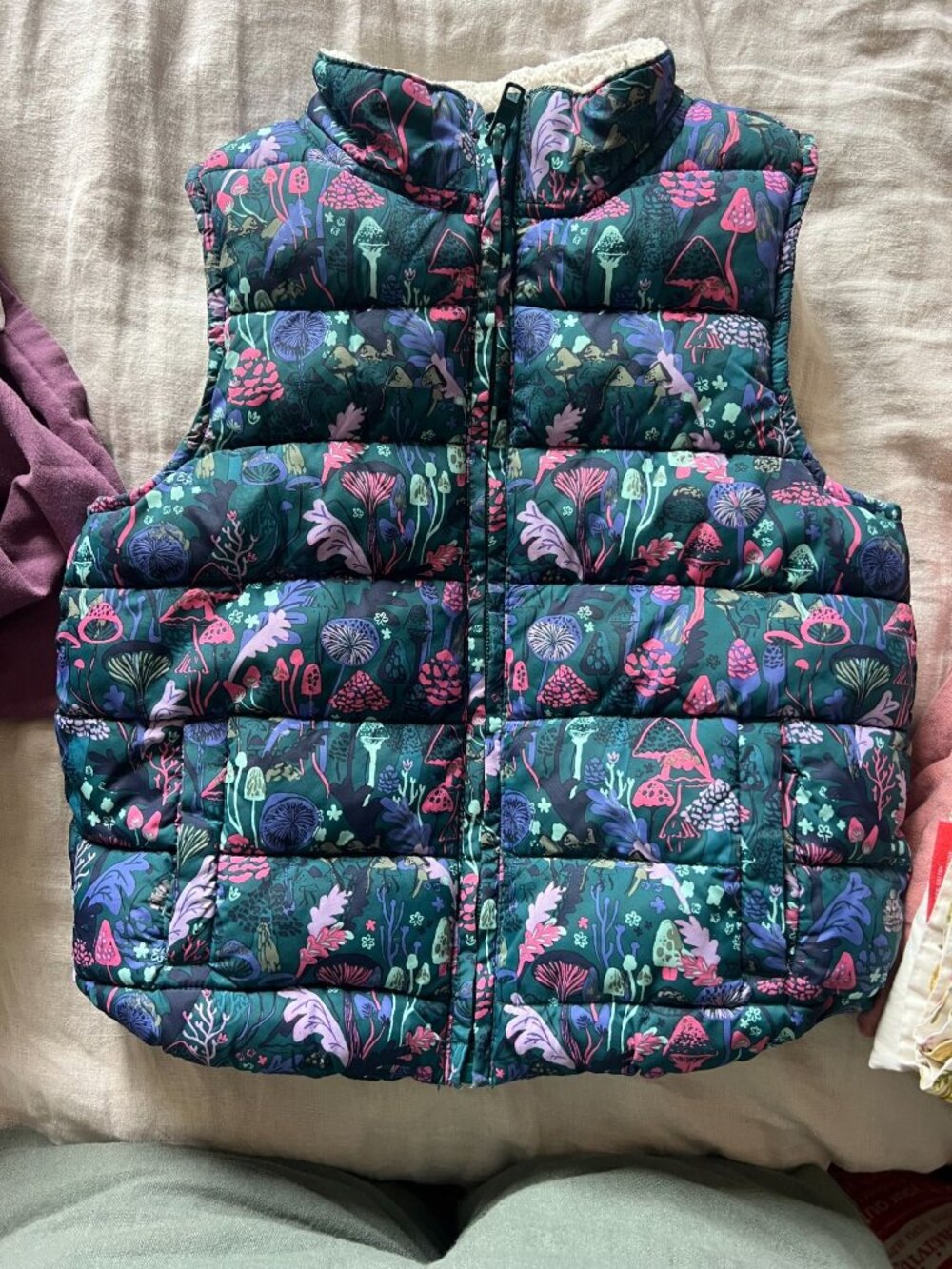 Gymboree Woodland Mushroom and Floral Puffer Vest 5-6 years